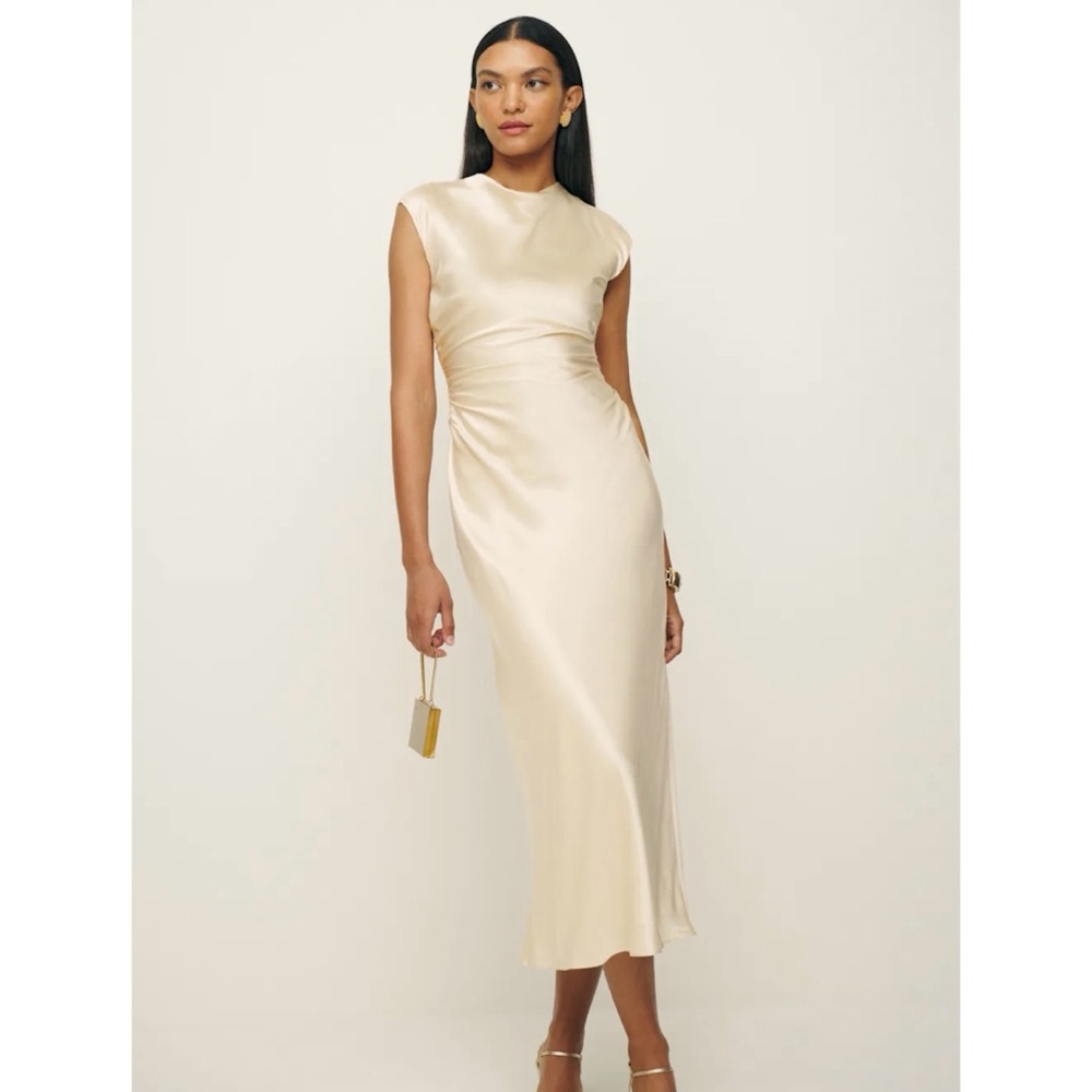 Reformation Veida Silk Champagne Dress
